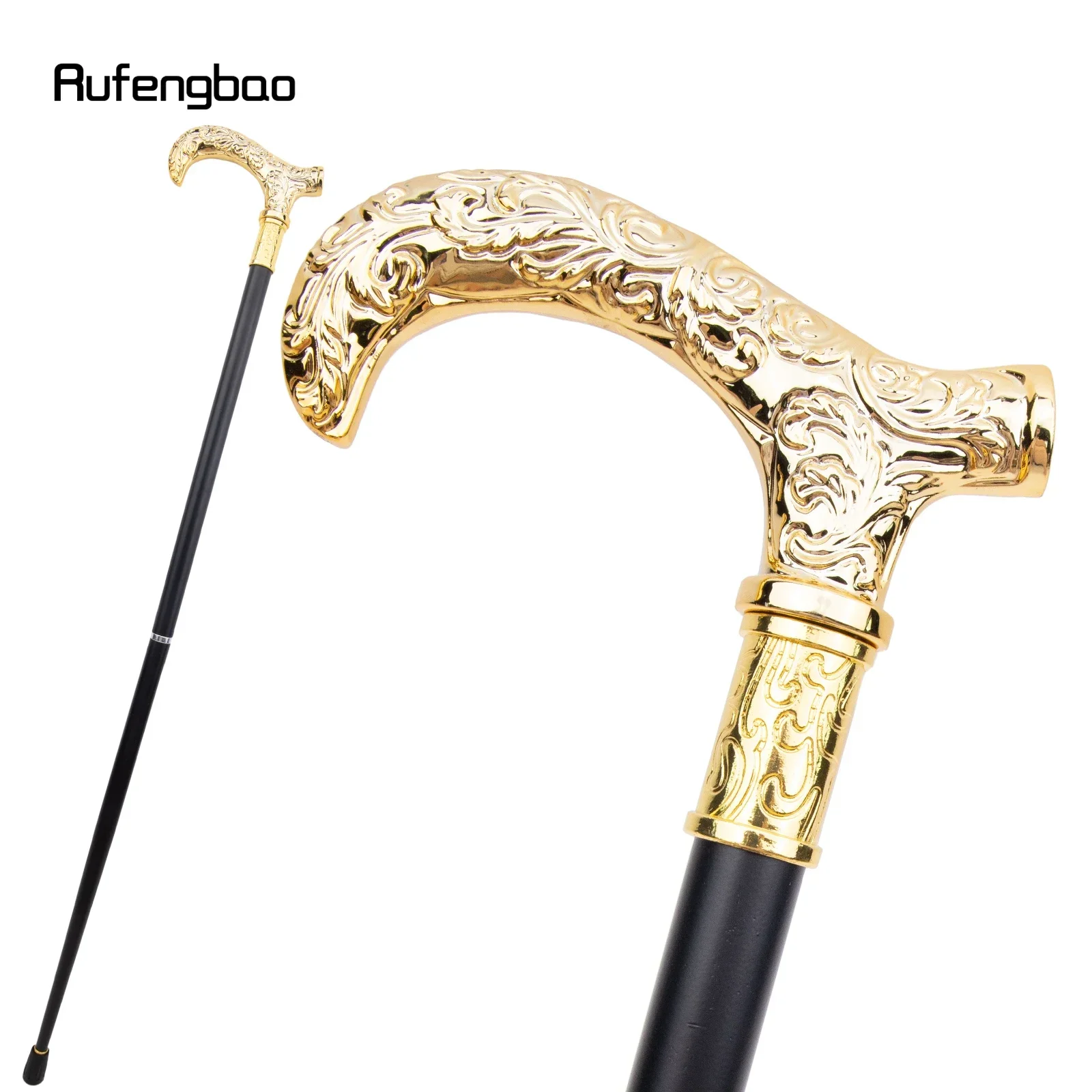 

Golden Flower Pattern Walking Cane Fashion Decorative Walking Stick Gentleman Elegant Cosplay Cane Knob Crosier 93cm