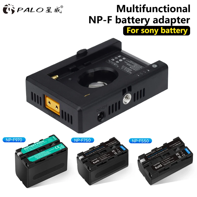 NP-F550 F750 F970 Battery+NP-F Battery Charger Battery Adapter Plate with DC12V DC8.4V USB Output for Camera ,LED Light ,Monitor