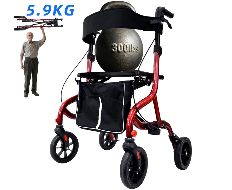 

Elderly Foldable Rollator Medical Rehabilitation Therapy Supplies Comfortable Seats Walker Rollator