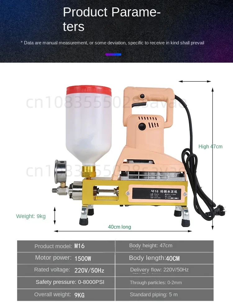 High pressure tungsten steel cement grouting machine grouting machine door and window sewing machine