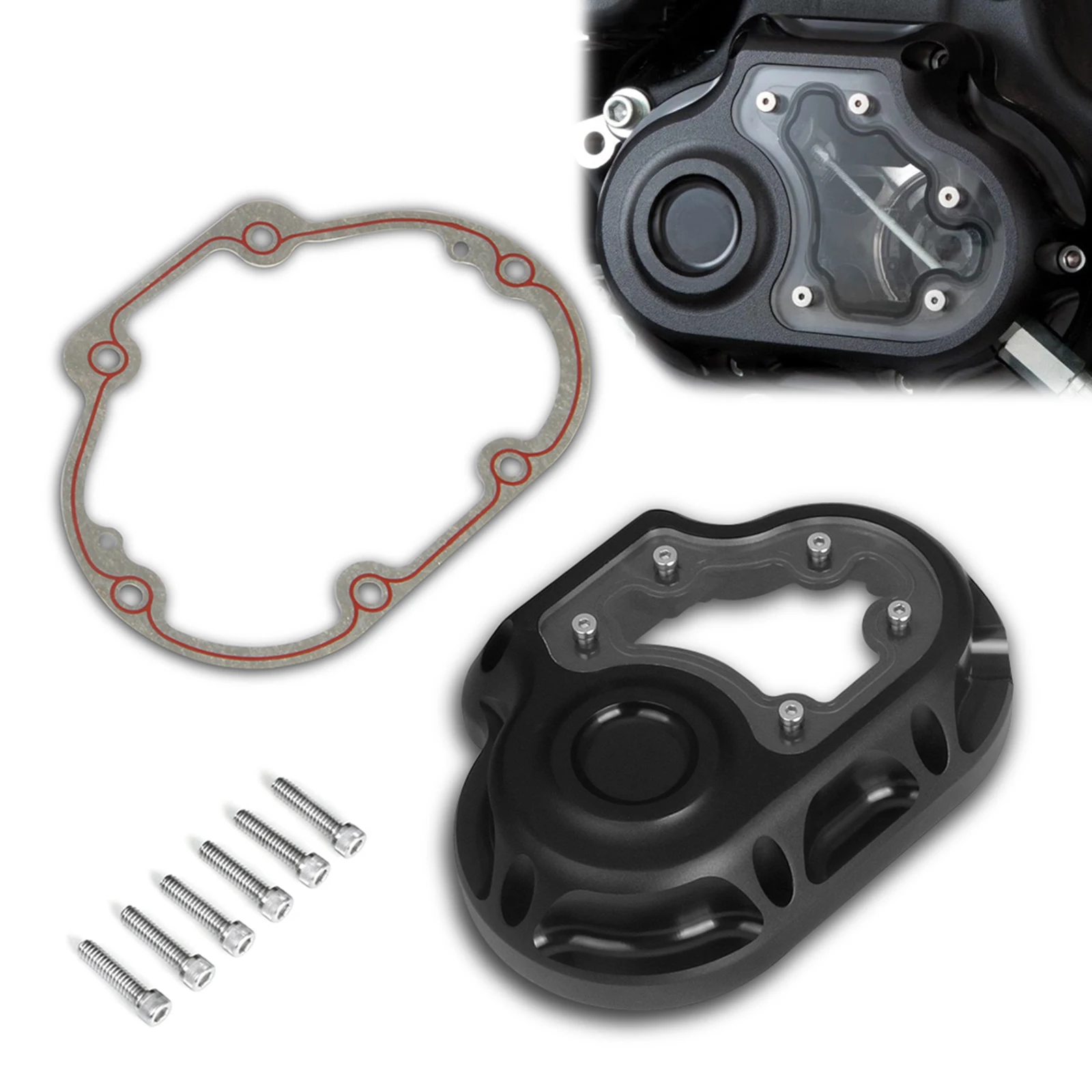 

Motorcycle CNC Aluminum transmission case cover engine Clarity Side Cover For Harley Dyna Low Rider Road King Softail 07-13