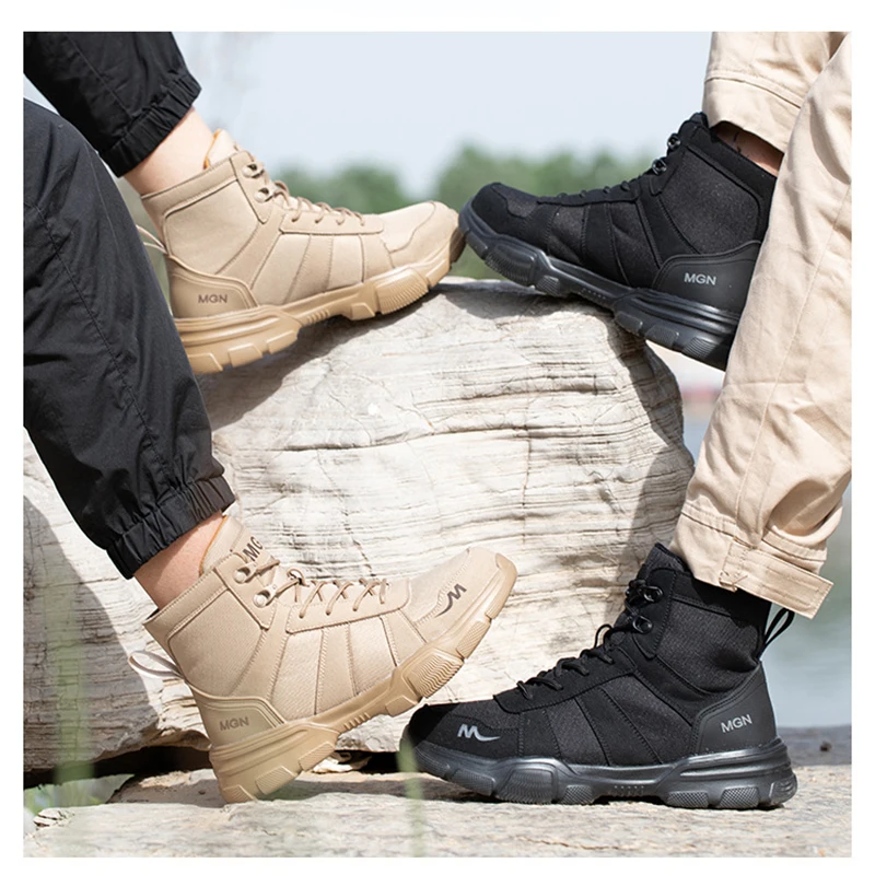 Indestructible Men Work Safety Boots Outdoor Military Boots Anti-smash Anti-puncture Industrial Shoes Desert Boots