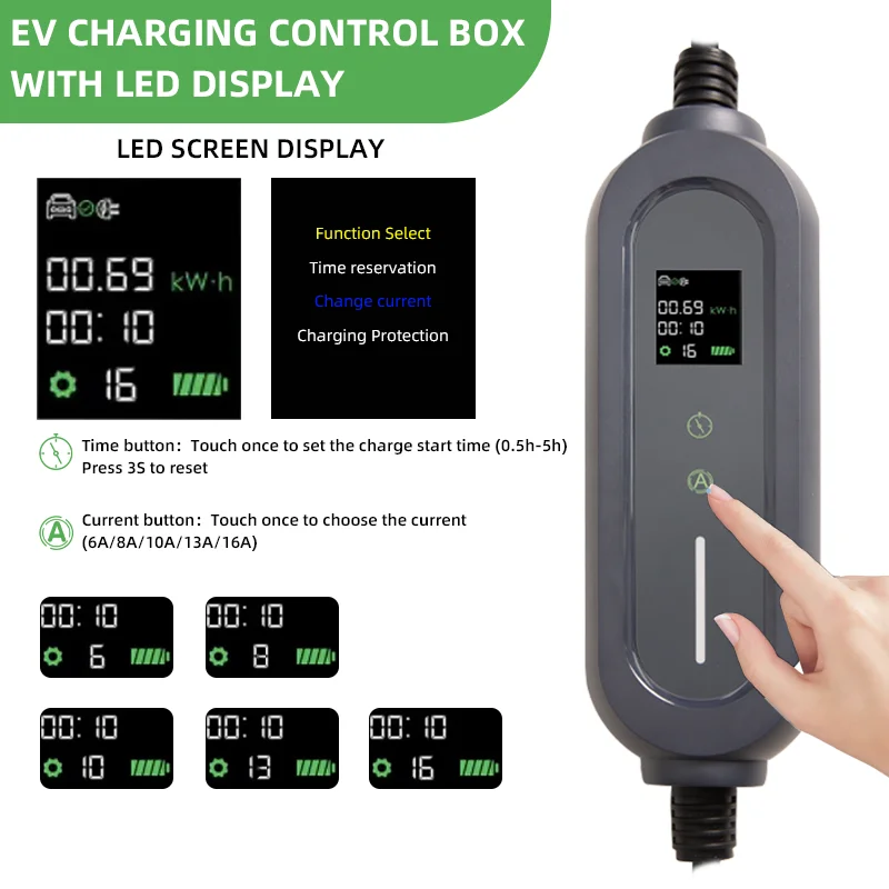 EVSELink 3.5KW 16A 1 Phase EV Portable Charger Type2 Charging Box Electric Car Charger type2 Plug IEC62196-2