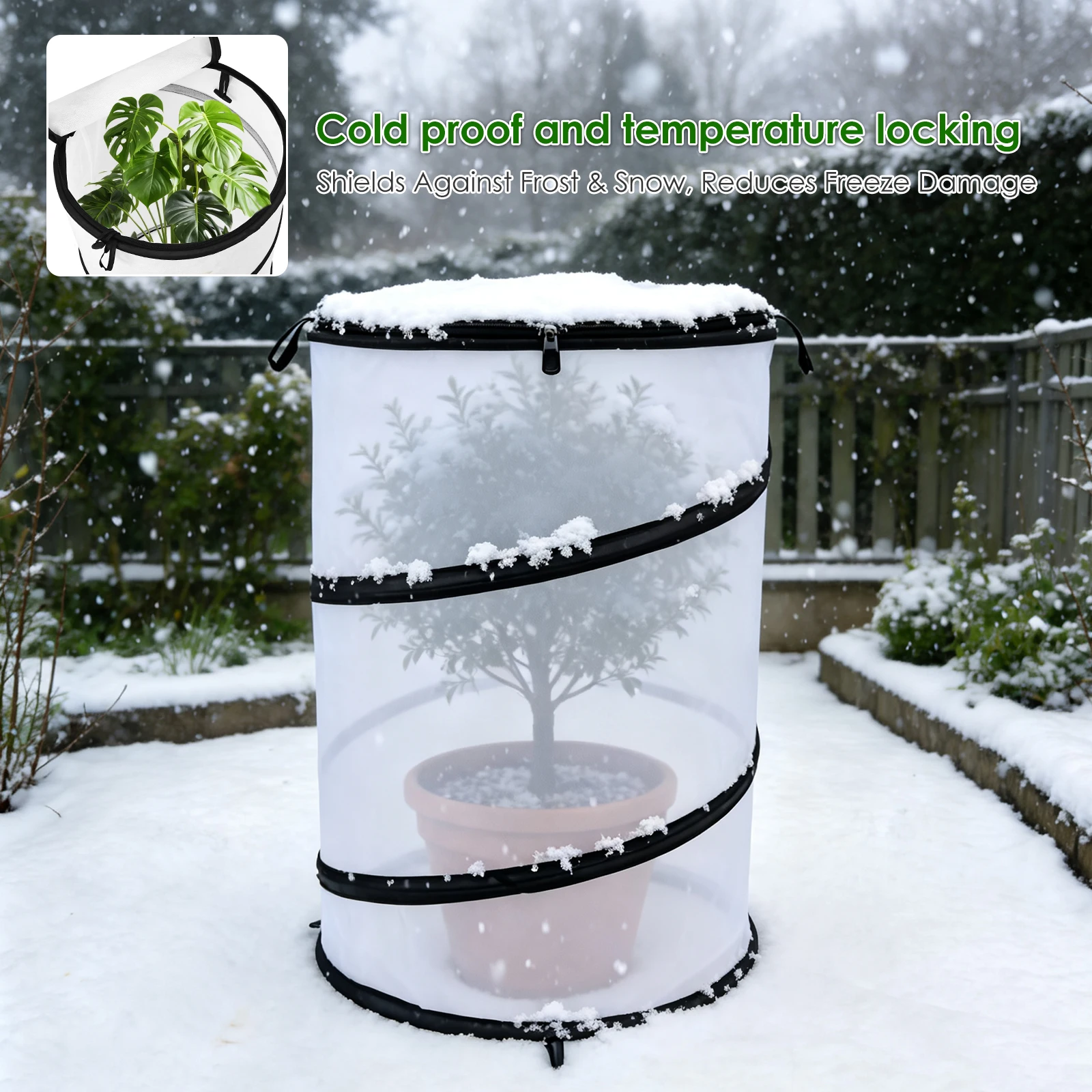 Pop Up Garden Mesh Plant Cover Breathable Plant Frost Cover with Zipper Folding Plant Winter Protector Gardening Accessories