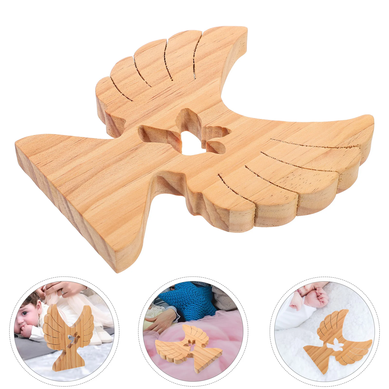

Wooden Angel Cross Angel Sculpture Desktop Decoration Baptism Gift Indoor Statue Decoration