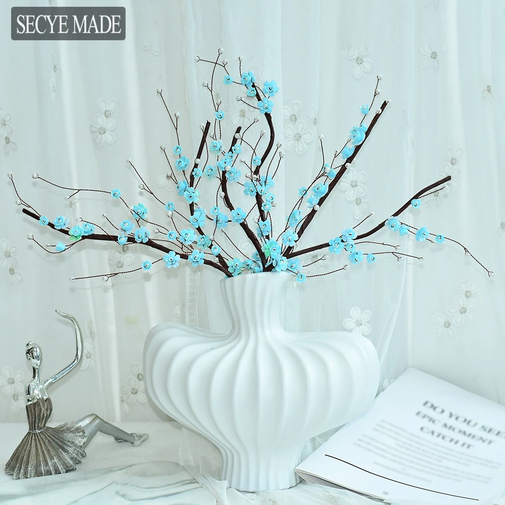 

2/5/7PCS Blue Simulated Plum Blossom Bouquet Artificial Flowers Art Home Ornaments Suitable for Study Desktop Decoration K80