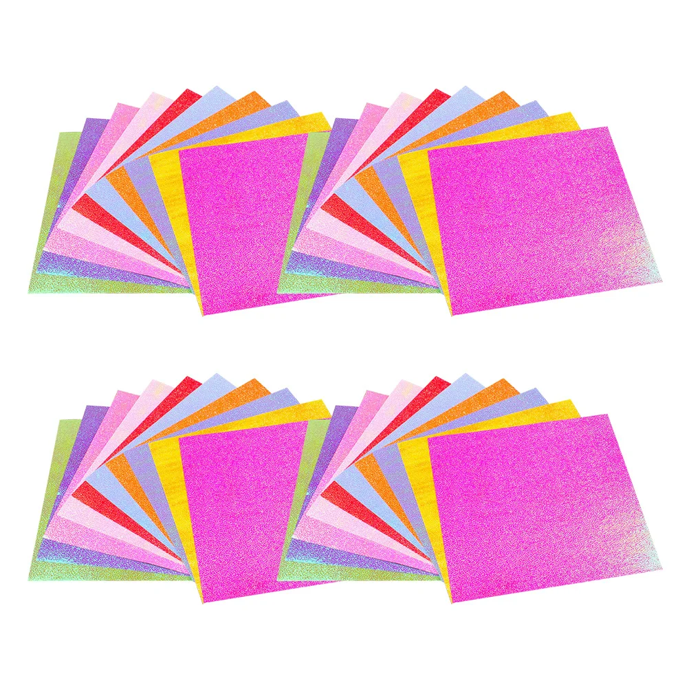 กระดาษกลิตเตอร์ 50 แผ่น สีรุ้ง พับได้ สำหรับเด็ก งานประดิษฐ์ DIY ปลอดภัย ไร้สารพิษ ไม่ซีดจาง กระดาษพับโอริกามิ อุปกรณ์ศิลปะ
