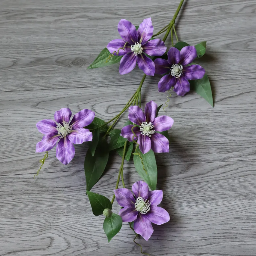 Artificial Clematis Florida Silk Flower Home Decor Wedding Table Room Decoration Gift F1000