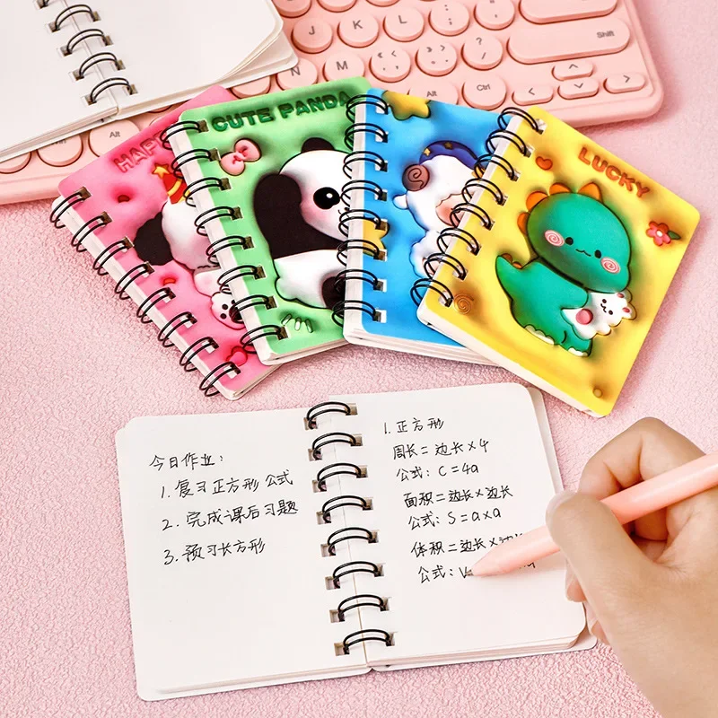 Kawaii Cartoon Cute 3D Stereoscopic Coil Notebook for Students 80 Page Blank Paper A7 Mini Pocket Journal School Office Supplies