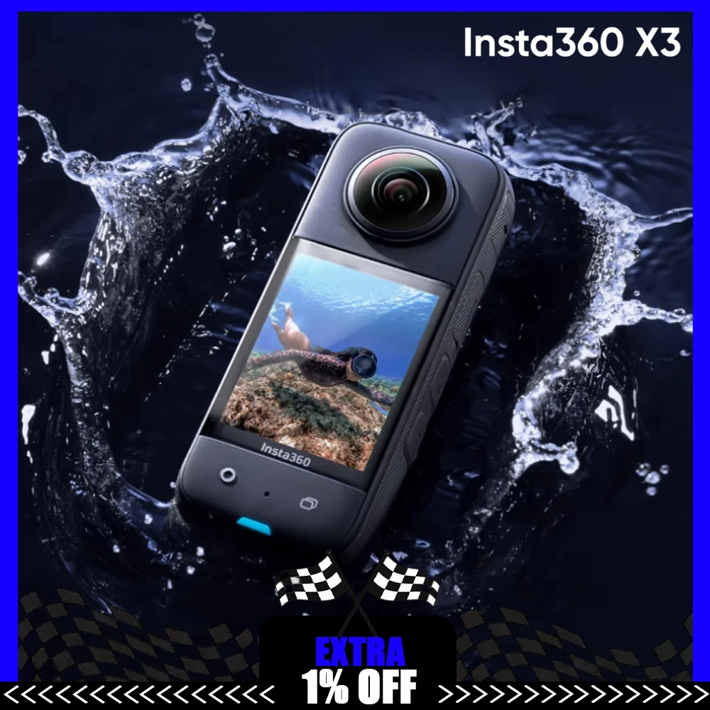 

Insta360 X3 Action Camera 5.7K 360 4K/30 72MP Photo Live Streaming 10m Waterproof Helmet Video Recording Sport Insta 360 X3 Cam