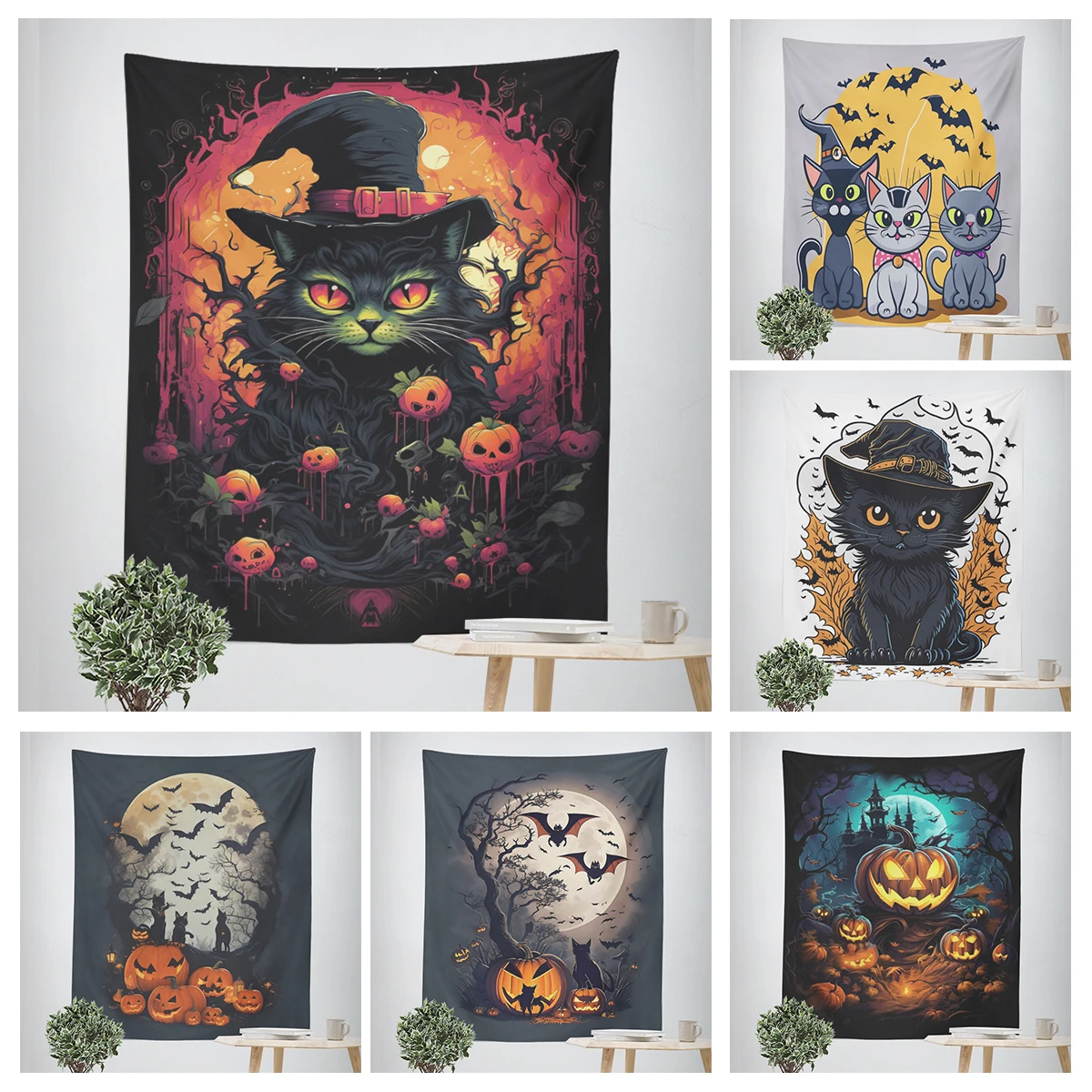 Home decorations modern room decor items wall tapestry aesthetic bedroom wall art large fabric tapestrys Halloween Autumn funny