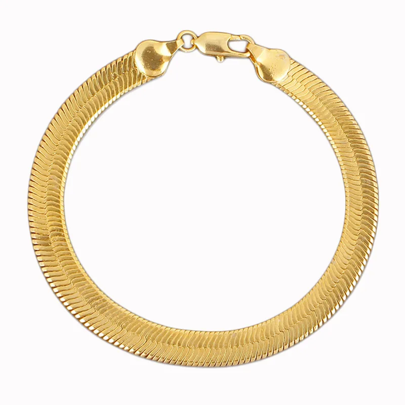 24k Gold Bracelet Snake Bone Chain Gold Plated Bracelet 18k Gold Blade Chain 4/5/7/8/10mm21cm Bracelet