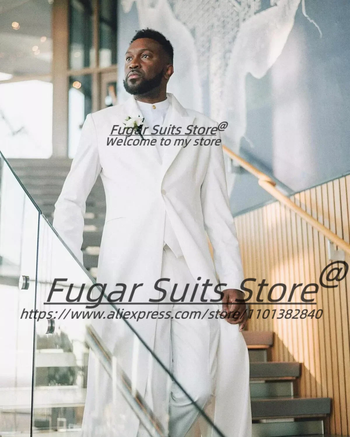 Customized Long Groom Wedding Tuxedos Slim Fit Peak Lapel Formal Prom Men Suits 2 Pieces Sets Male Party Blazers Costume Homme