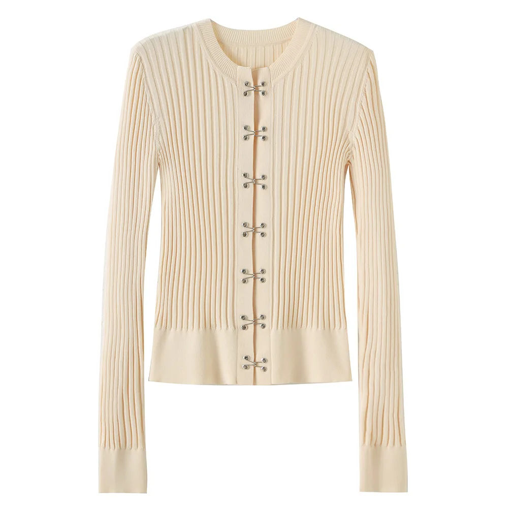 

Женский тонкий кардиган с круглым вырезом, на пуговицах, в рубчик, эластичный, утягивающий, с длинными рукавами, короткий жакет, Traf Woman