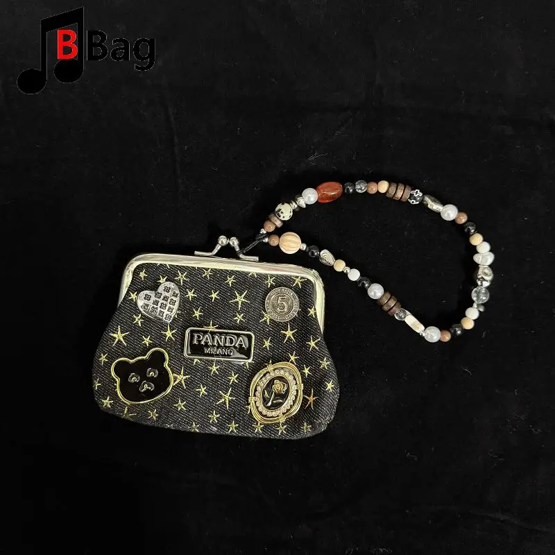 Vintage Original Y2K Hot Girl Retro Denim Ins Coin Purse Bag Pendant Keychain Kawaii Alt Fashion Decor For Girls