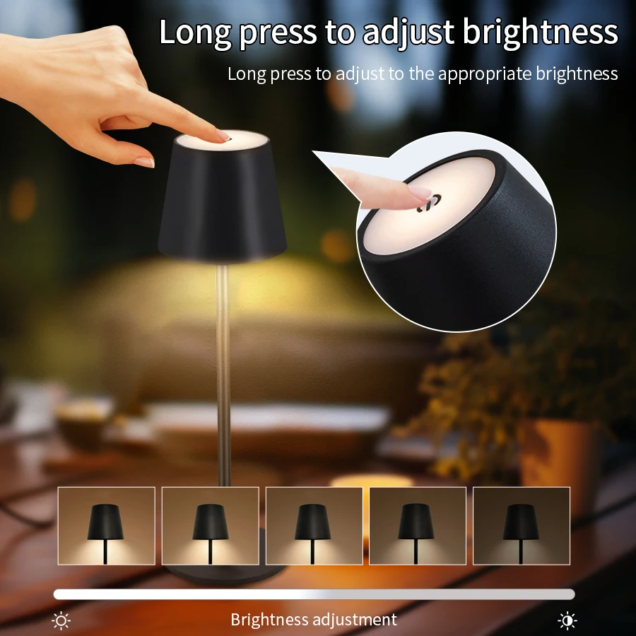 Rechargeable LED Desk Lamp Touch Switch Table Lights 3 Colors Dimmable For Bedroom Living Room Bar Dinner decoration Lighting