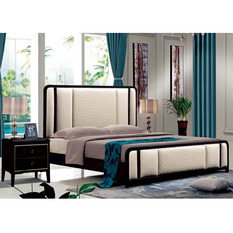 Qualität Amerikanischen luxus doppel bett Einfache König holz bett rahmen antiken schlafzimmer möbel königlichen massivholz
