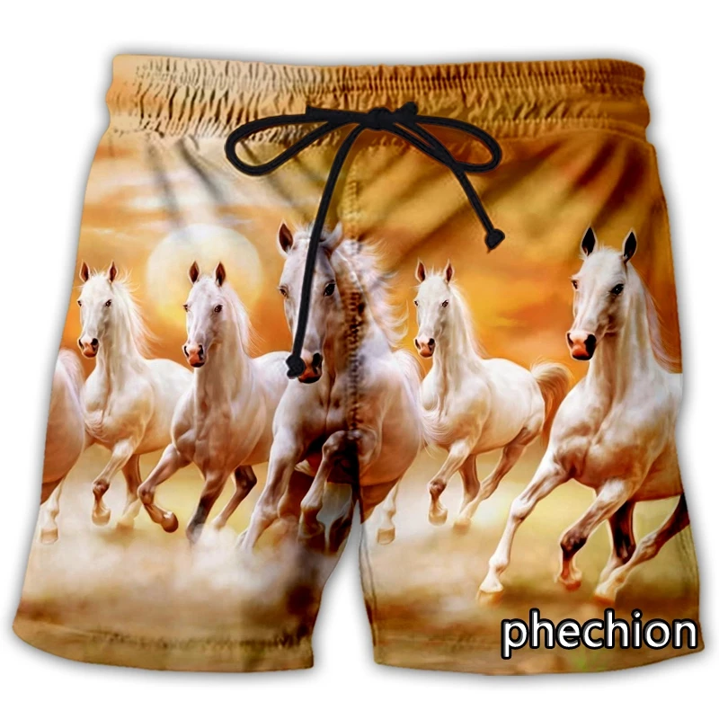 phechion New Fashion Men/Women animal horse 3D Printed Casual Shorts Streetwear Men Loose Sporting Shorts L129