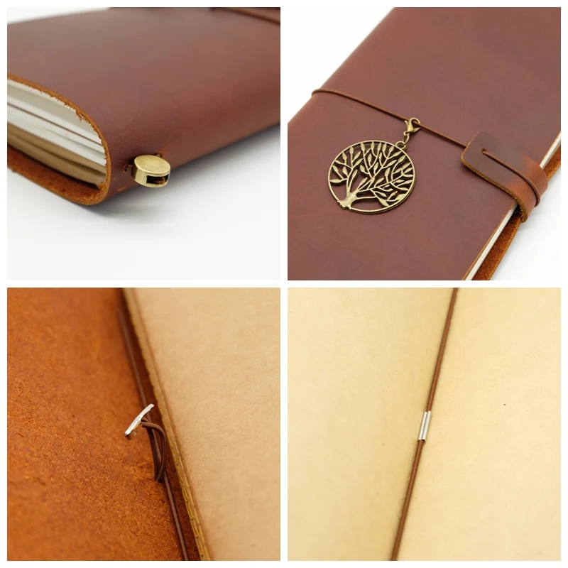 Vintage Genuine Leather Travel Notebook Traveler Diary Trip Journey Handmade Cowhide Sketchbook Planner Replaceable Inner Pages