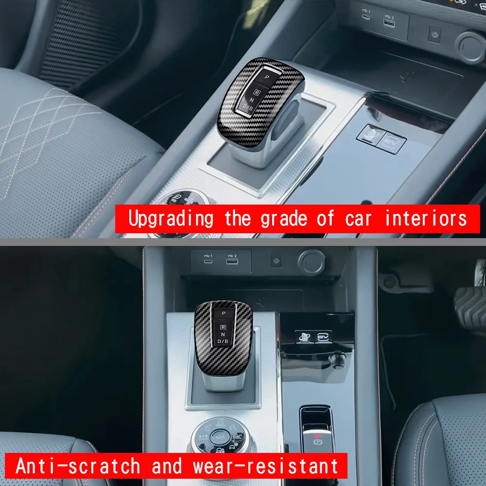 Abs Koolstofvezel Patroon Versnellingspookknop Trim Control Row Cover Decoratie Auto-Accessoires Voor Mitsubishi Outlander 2022 +