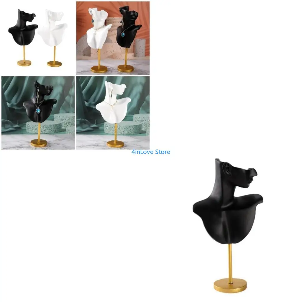 

T4MD Neck Model Display Holder Modern Earrings Holder Mannequin Bust Stand Jewelry Necklace Model Stand Resin Texture