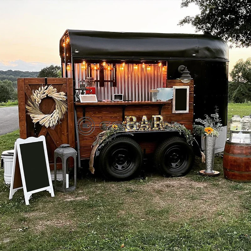 Mini Kitchen Trailer Fast Food Van Hot Dog Stand Mobile Juice Cart Coffee Trailer Small Food Carts Ice Cream Truck