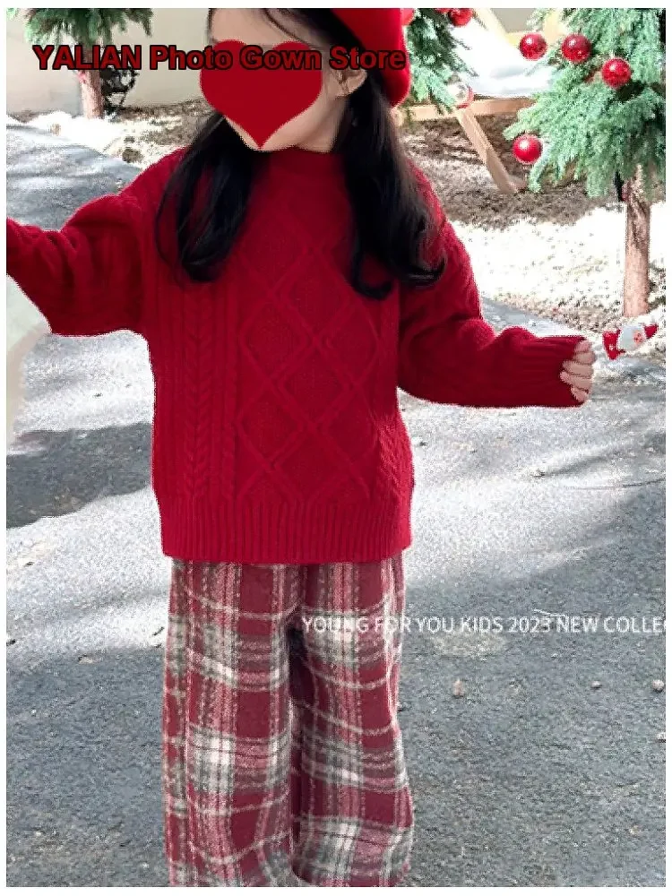 New Year Robes Girls Winter Atmosphere New Year Outfits Kids Sets Babies Two-Piece Sets