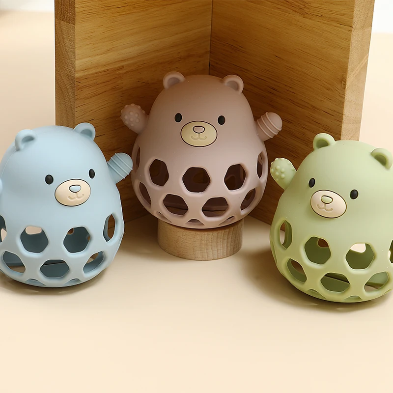 Jouets pour bébé ours de dessin animé, anneaux de dentition en Silicone sans BPA, cadeaux pour nouveau-nés, facile à saisir, anneau de dentition pour garçons et filles, jouet à mâcher