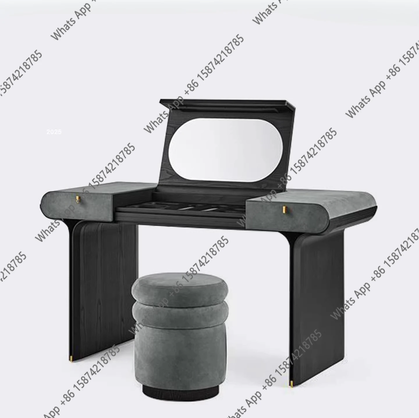 Italian high-end solid wood matte cloth flip dresser designer high-end modern makeup table and chairs