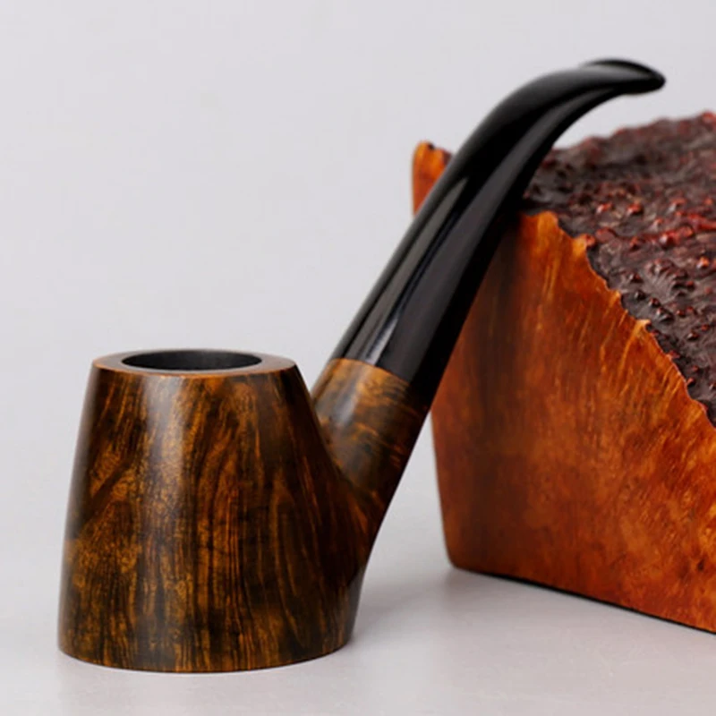 MUXIANG-Handmade Briar Wood Pipe, Wooden Smoking Pipes, High Quality Smoker, 9mm Filter, Bent Stem with Free Smoking Accessories