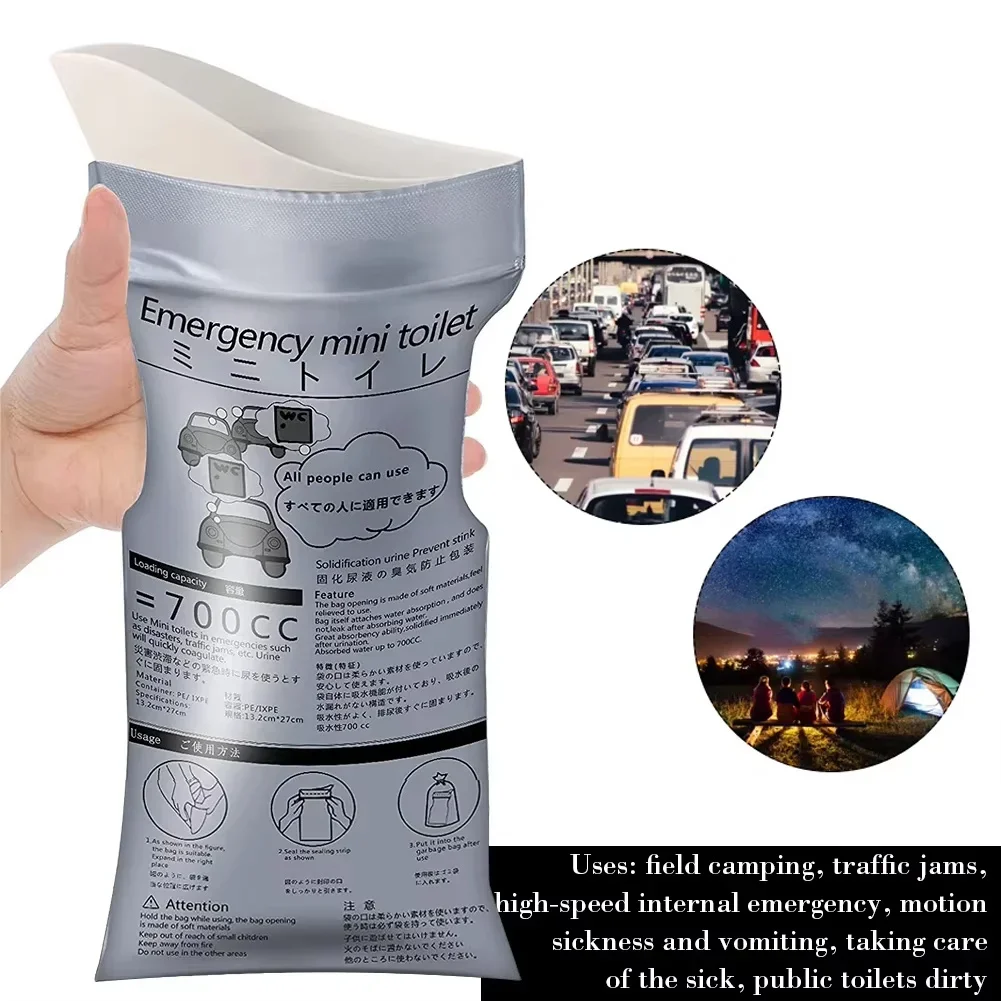 Outdoor Emergency Urine Bags 700ml Disposable Travel Mobile Toilet Portable Urinal Bag for Female Baby Male Vomiting Bag 10pcs