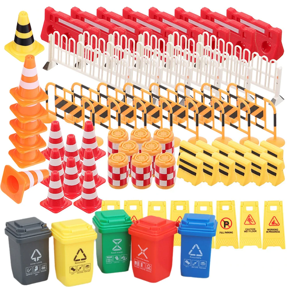【セール中】ミニ交通標識建設パーティー道路標識プレイセット交通コーン黄色警告標識ゴミ箱安全教育おもちゃ