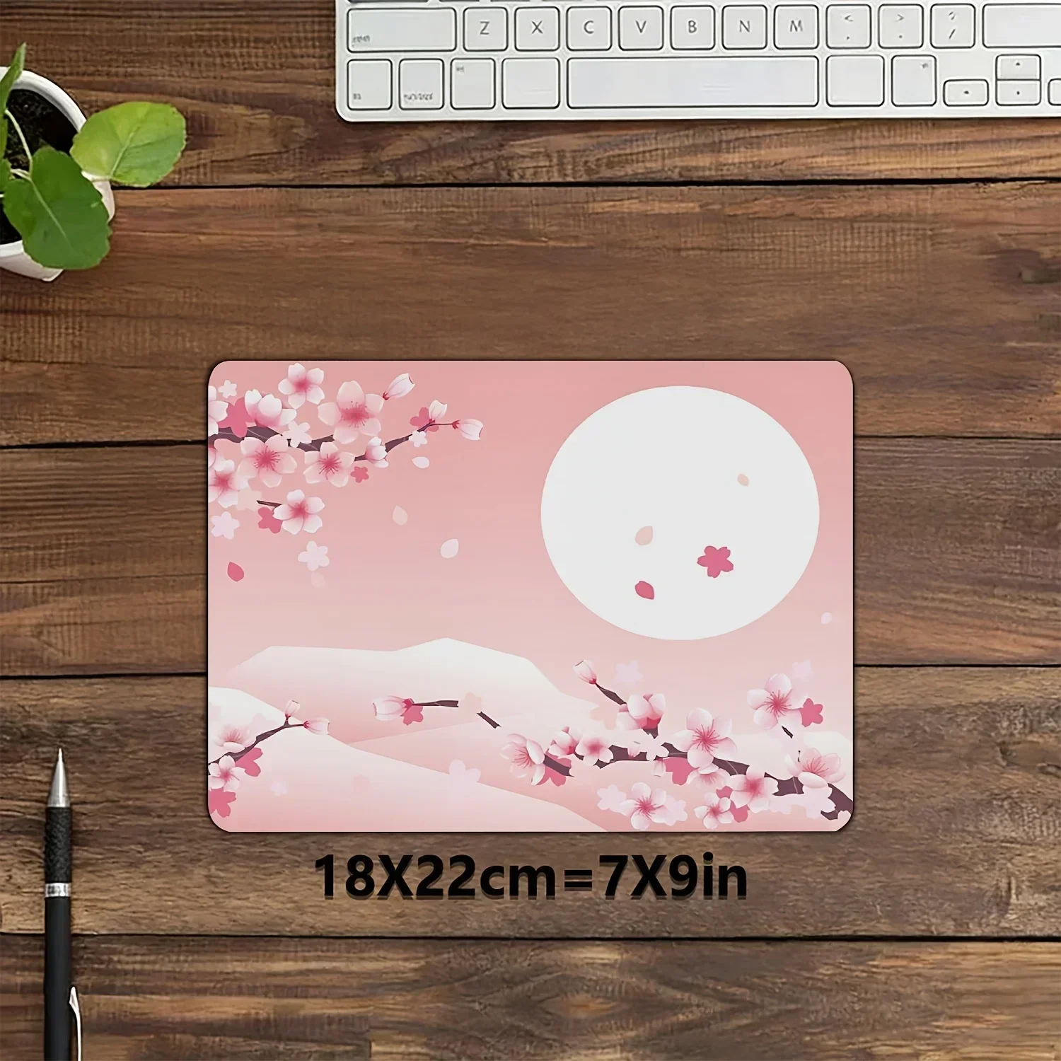 Small Size Anime Japanese Sakura Moonlight Scenery Mouse Pad HD Wear Resistant Printing Non Slip Rubber Base