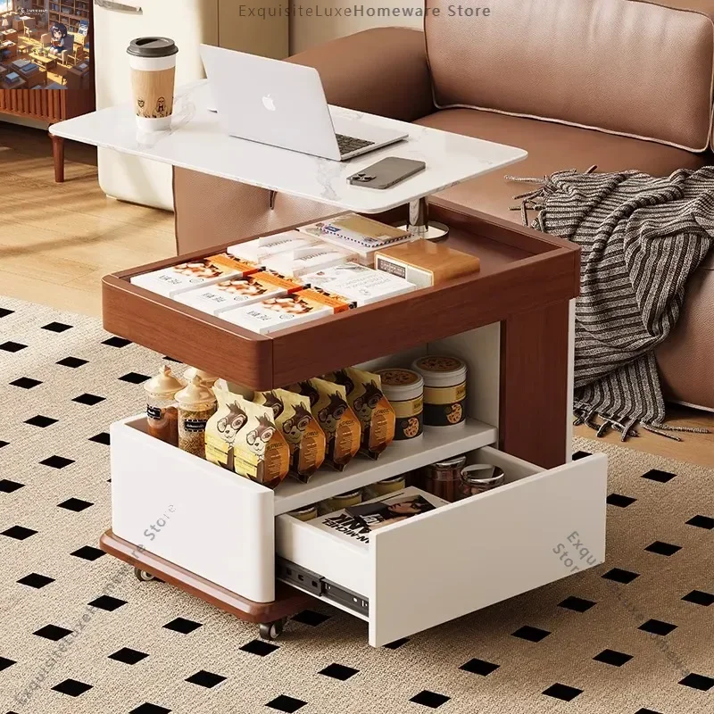 Multifunctional Movable Side  Trolley Lift Coffee  Living Room Small Apartment Tea