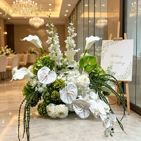 Artificial Green White Rose calla Flower Window Display Props Flower Ball Table Centerpieces Wedding Decor Home Deco Accessories