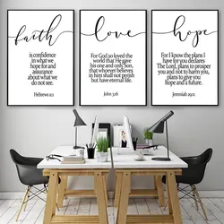 Faith Hope Love Inspirational Bible Verse Canvas Wall Art Living Room Decorative Quote Poster Print x inches