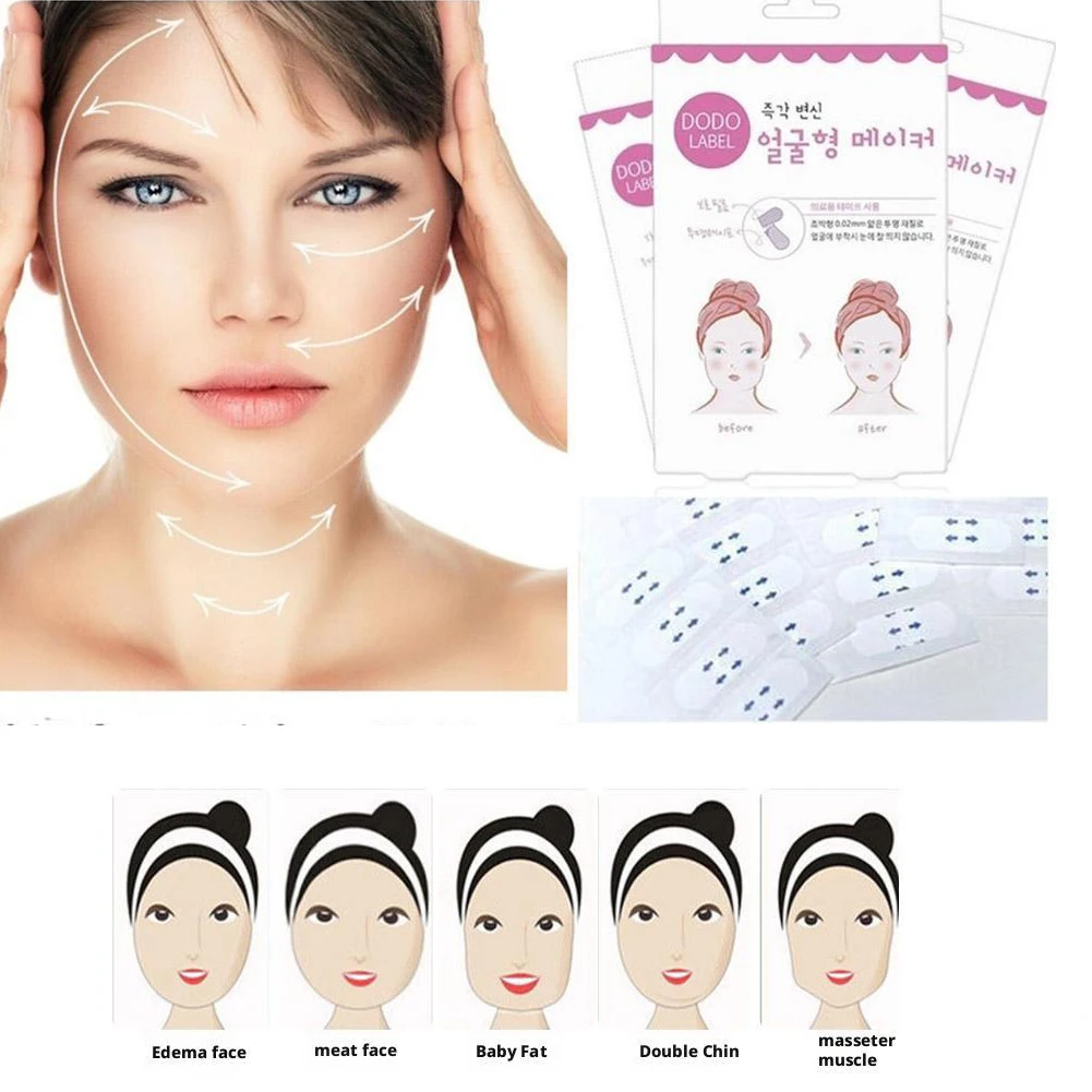 40PCS Face Lift Tape Invisible, V Lift Face Sticker Invisible Adhesive Patch, Instant Neck Lift Tape for Double Chin Saggy Skin