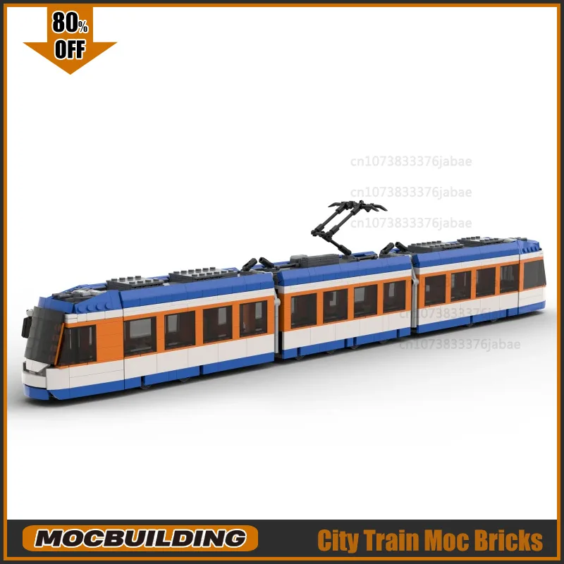 

City Train Moc Building Blocks Tram ST 14-2 Model Technology Bricks Small Particles Transportation Toys DIY Assembly Xmas Gifts