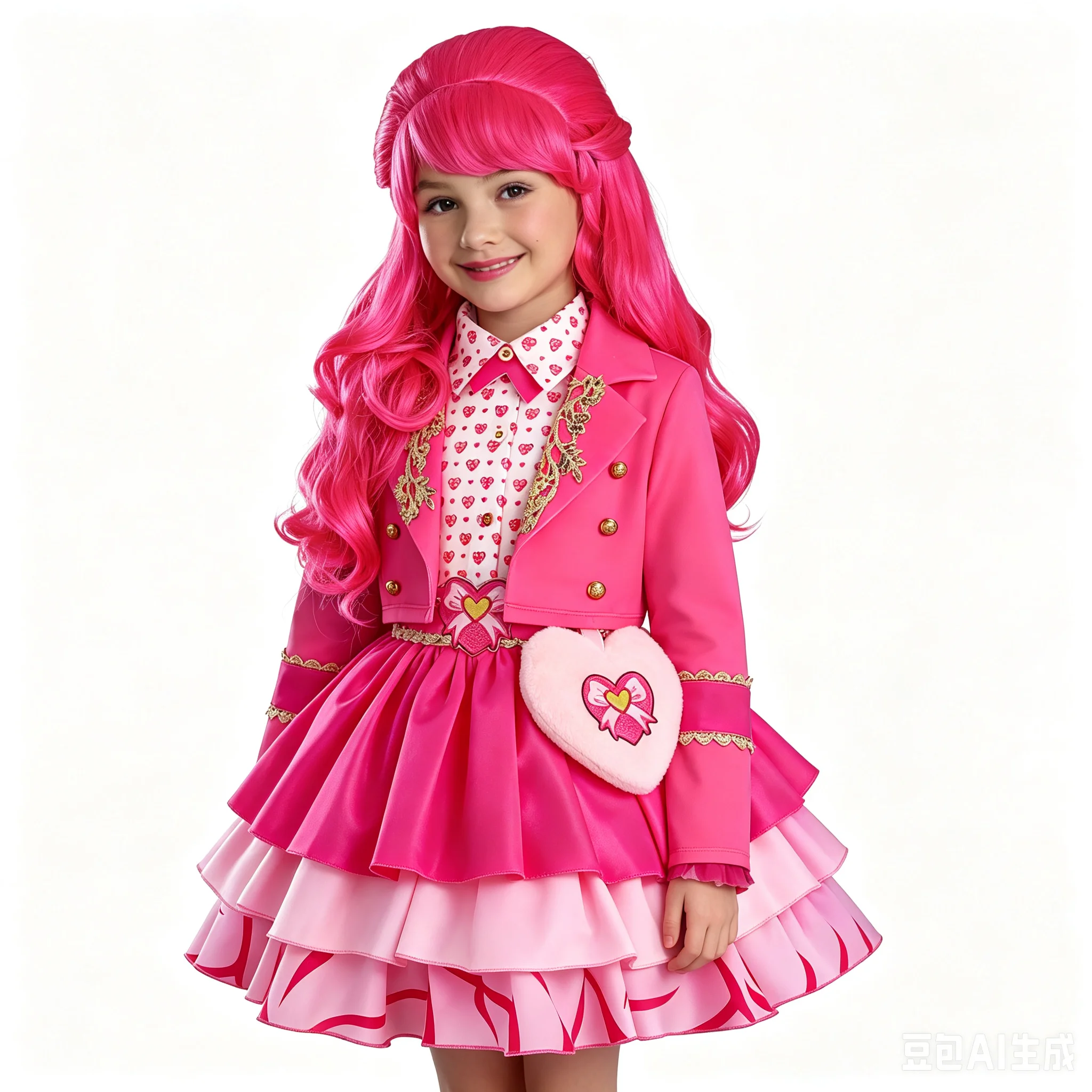 Disguise Girls Wicked Wonderland Pink Princess Costume For Kids Heart Print Dress Jacket Carnival Performance Fantasy Outfits