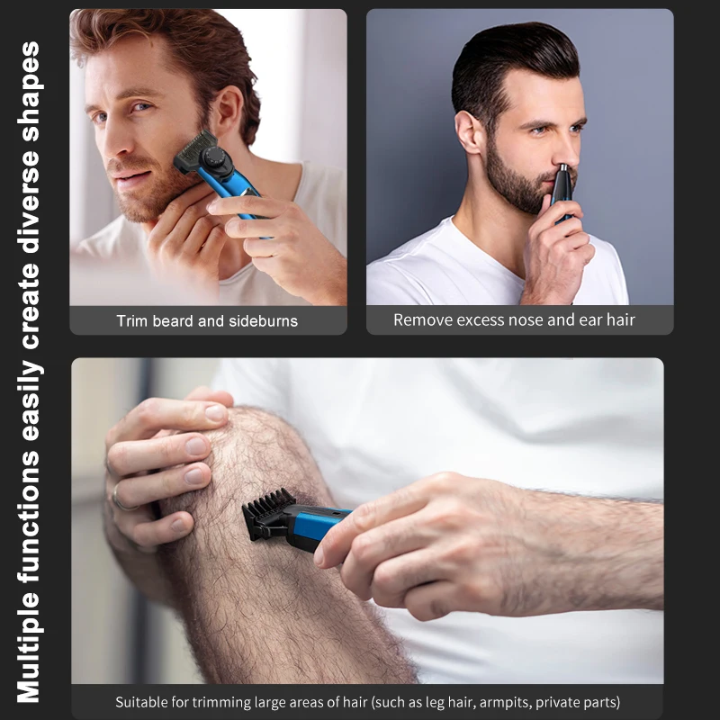 Youpin 982 Juego de recortador de barba para hombres, afeitadora de pelo, peluquero corporal, Kit de aseo 4 en 1, traje recargable para hombres