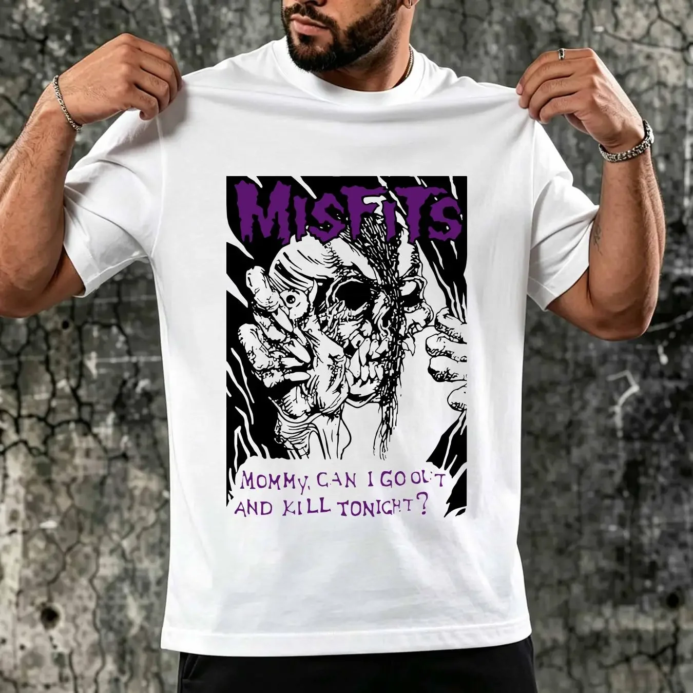 washed T Shirt Vintage 1984 The Misfits Mommy Can I Go Out And Kill Tonight XL Pushead vintage Washed Soft fashion Stretched