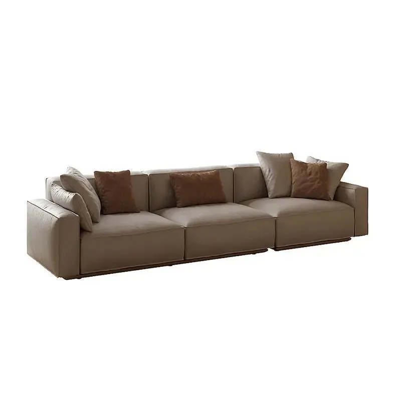 Modern simple three-person straight row tofu block fabric sofa living room high-end designer simple new model