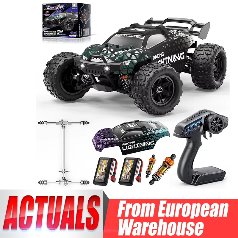 Womaqu HS18-24Max 1:18 Bürstenloses RC-Auto für Kinder und Erwachsene, 4WD Offroad-RC-Truck mit bis zu 52 km/h und Ölstoßdämpfern, Vollmetallgetriebe, 2 Batterien und 2 Karosserien, Originalverpackung
