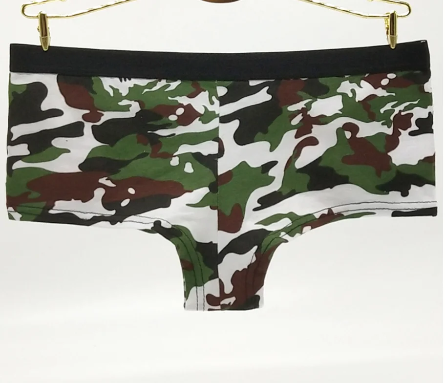 4PCS Boyshorts Female Military Boxers Shorts Summer Underpants Camouflage Panties Women's Colorful Print Casual Shorts