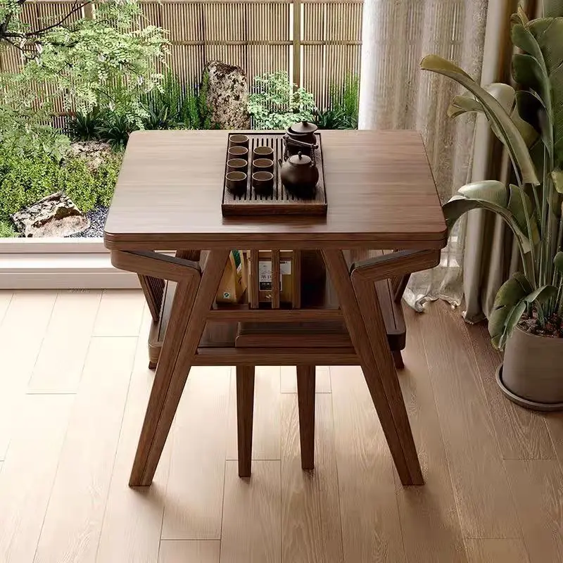 YFY small tea table three-piece balcony tea table and chair  solid wood home creative leisure small  one table and two chairs