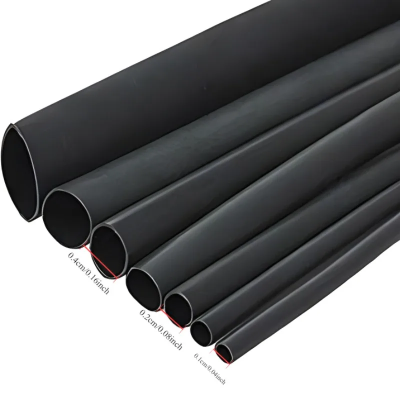 5Meters/LOT Heat Shrinkable Tube 1mm 1.5mm 2mm 3mm 4mm 5mm 6mm 8mm 10mm 12mm 14mm 16mm 18mm 20mm Black Insulation Sleeve