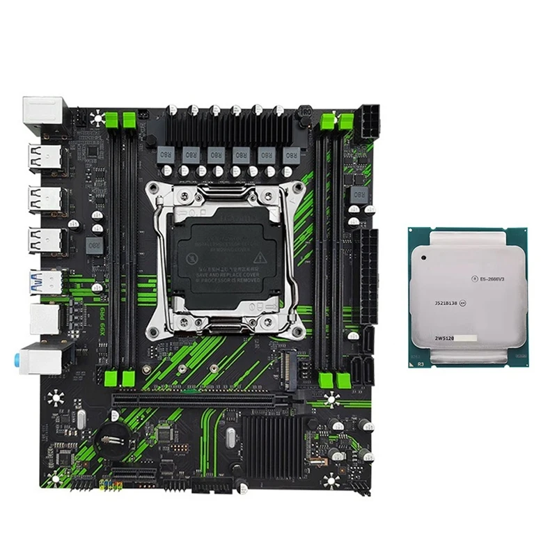 X99 PR9 Motherboard LGA 2011-3 Set Kit Supports 4X DDR4 RAM SATA M.2/NVME M.2 With E5 2666V3 CPU Processor