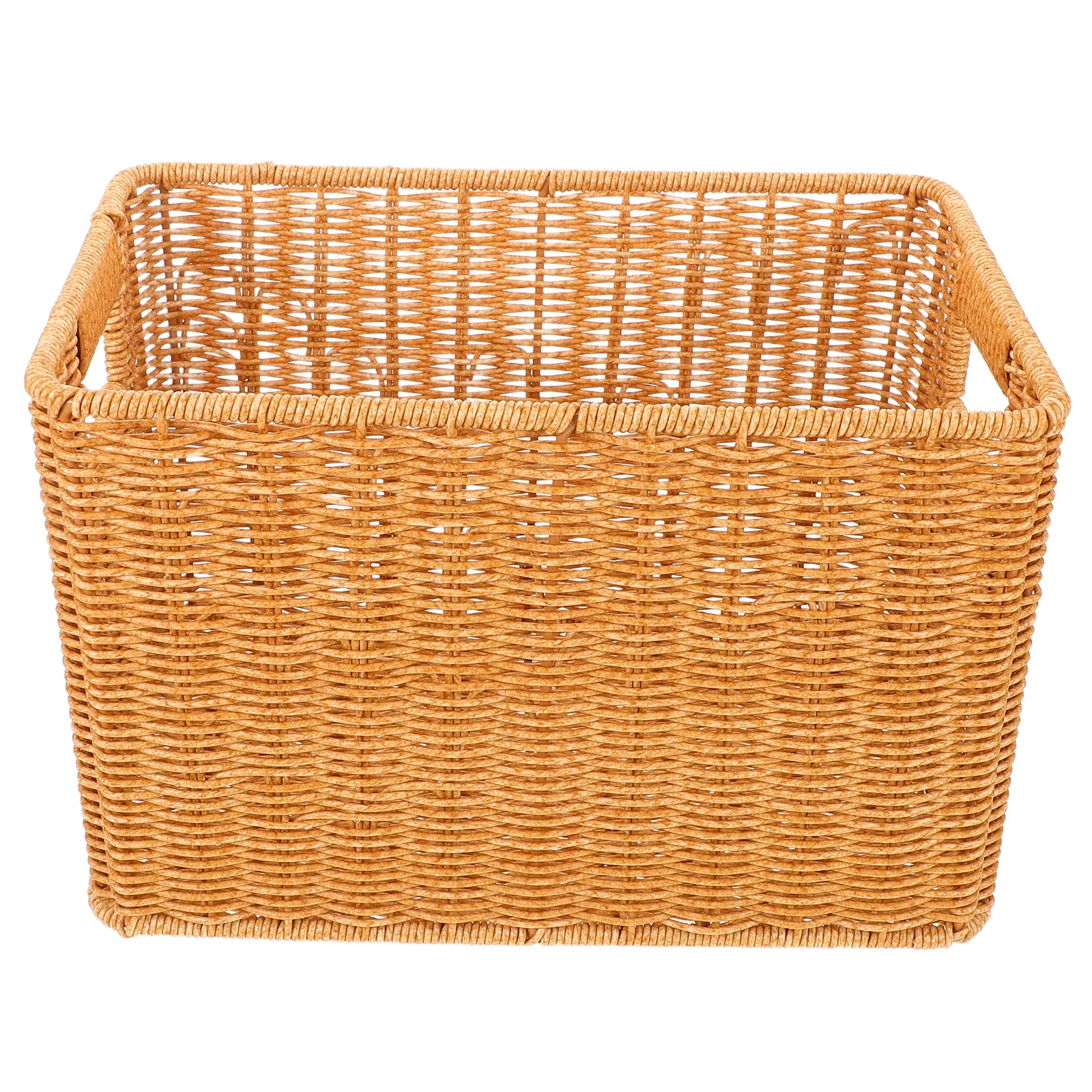 

Narrow Rectangular Storage Basket Faux Rattan Woven Design for Shelf Gap Corner Organization Household Items Decorative