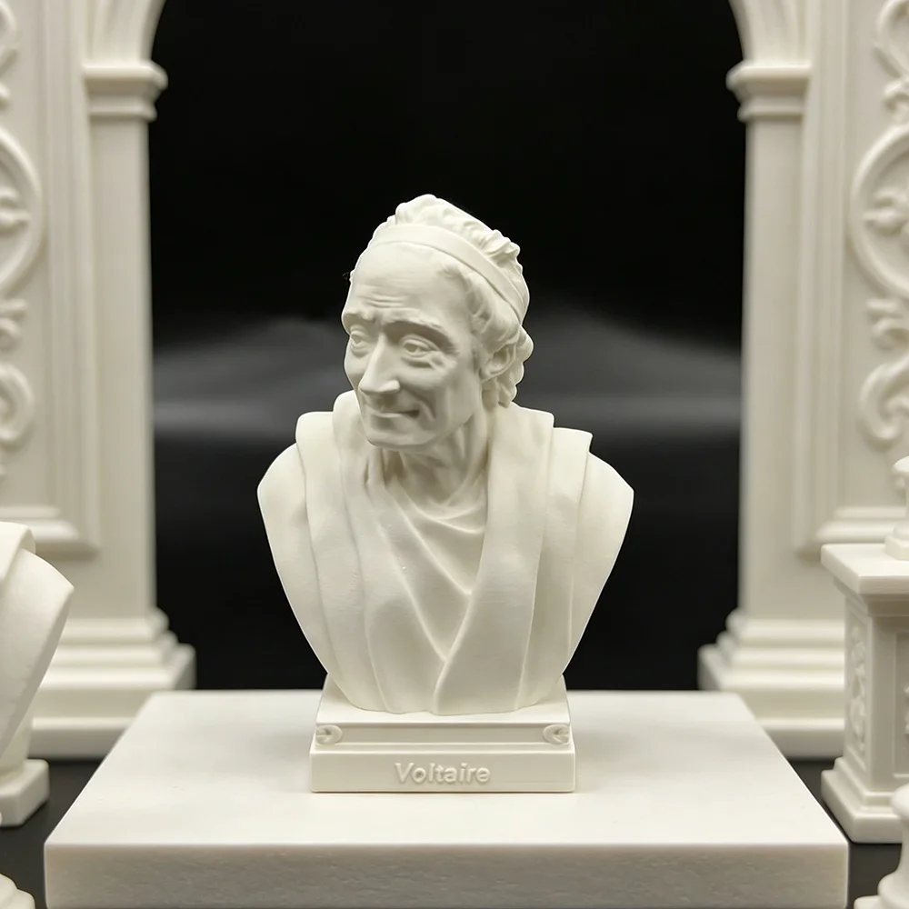 10cm/15cm/25cm French Philosophers Voltaire Statue Ornament 3D Printed PLA White Model Figurine Decoration Craft Gift