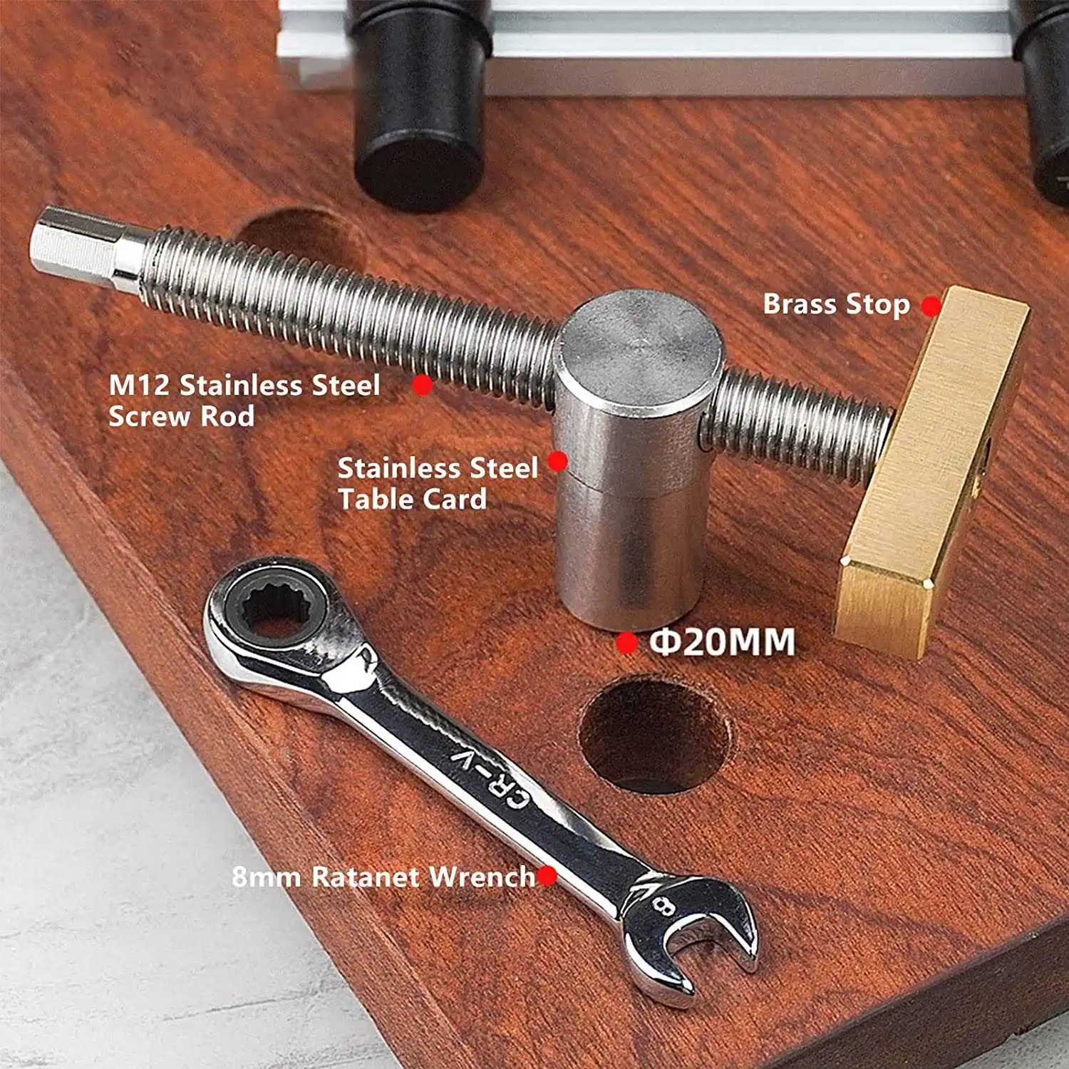 ABGG-Dog Hole Clamps - 2 Adjustable Woodworking Desk Clamps - Bench Woodworking With 4 Pcs Bench Dog Holes